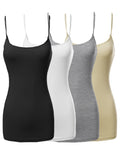 Womens & Juniors Basic Solid Long Length Adjustable Spaghetti Strap Camisole Tank Top (S-L)