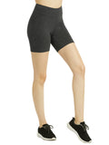 Women High Waist Workout 15" Length Running Biker Shorts with Wide Waistband (S-3XL)