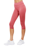 Juniors Active Stretch Capri Length Yoga Workout Leggings with Wide Wastband