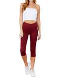 Juniors Active Stretch Capri Length Yoga Workout Leggings with Wide Wastband