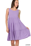 Women Sleeveless Ruffle Tiered Knee Length Swing Dress
