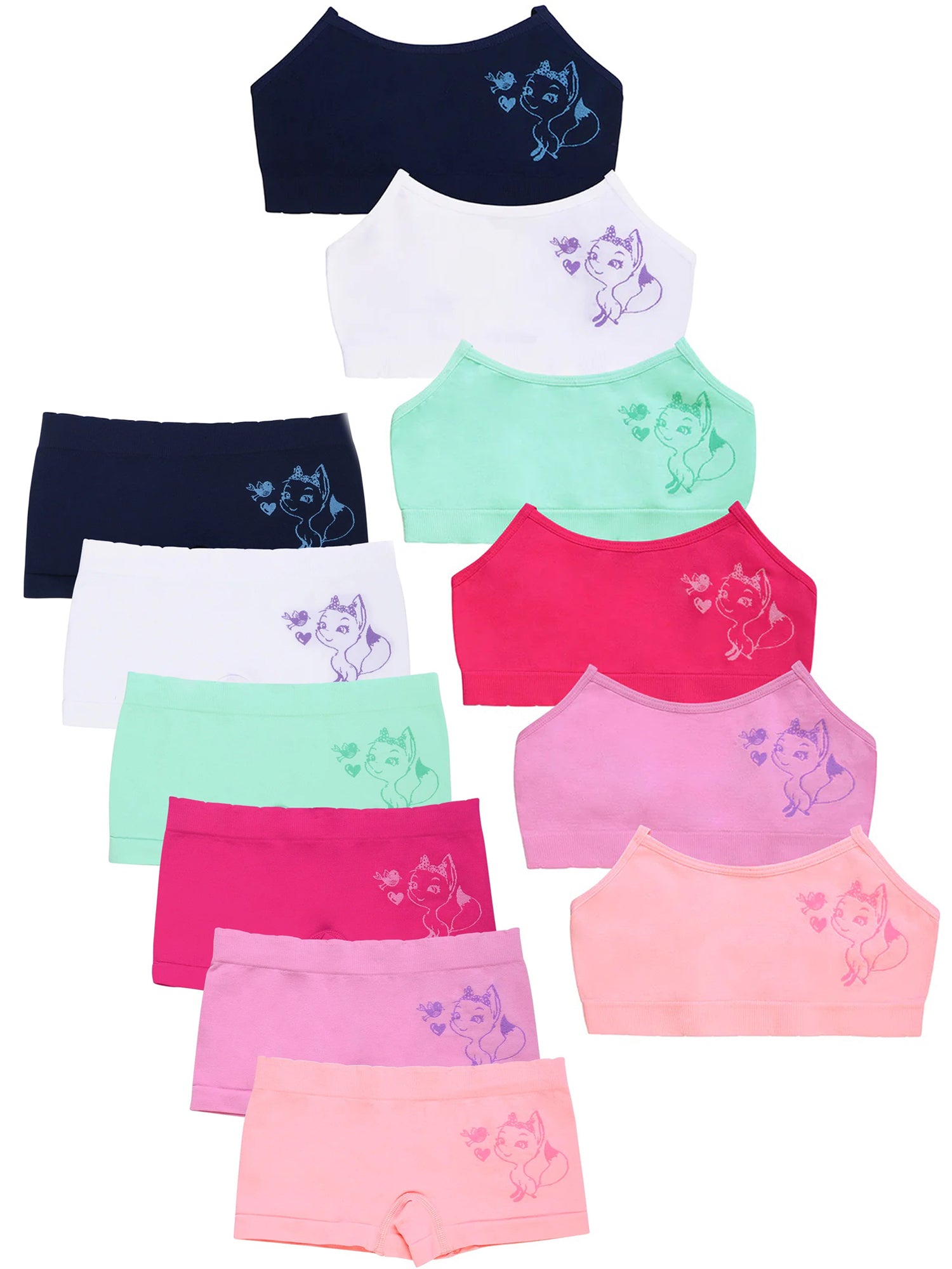 6 Packs of Sofra Girls Seamless Sports Boyshorts Panty and Training Br TheLovely