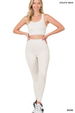 Women's Athletic Racerback Cropped Tank Tops & Leggings Workout Activewear Set