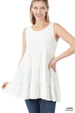 Plus Size Summer Casual Sleeveless Tiered Ruffle Tunic Peplum Tank Top