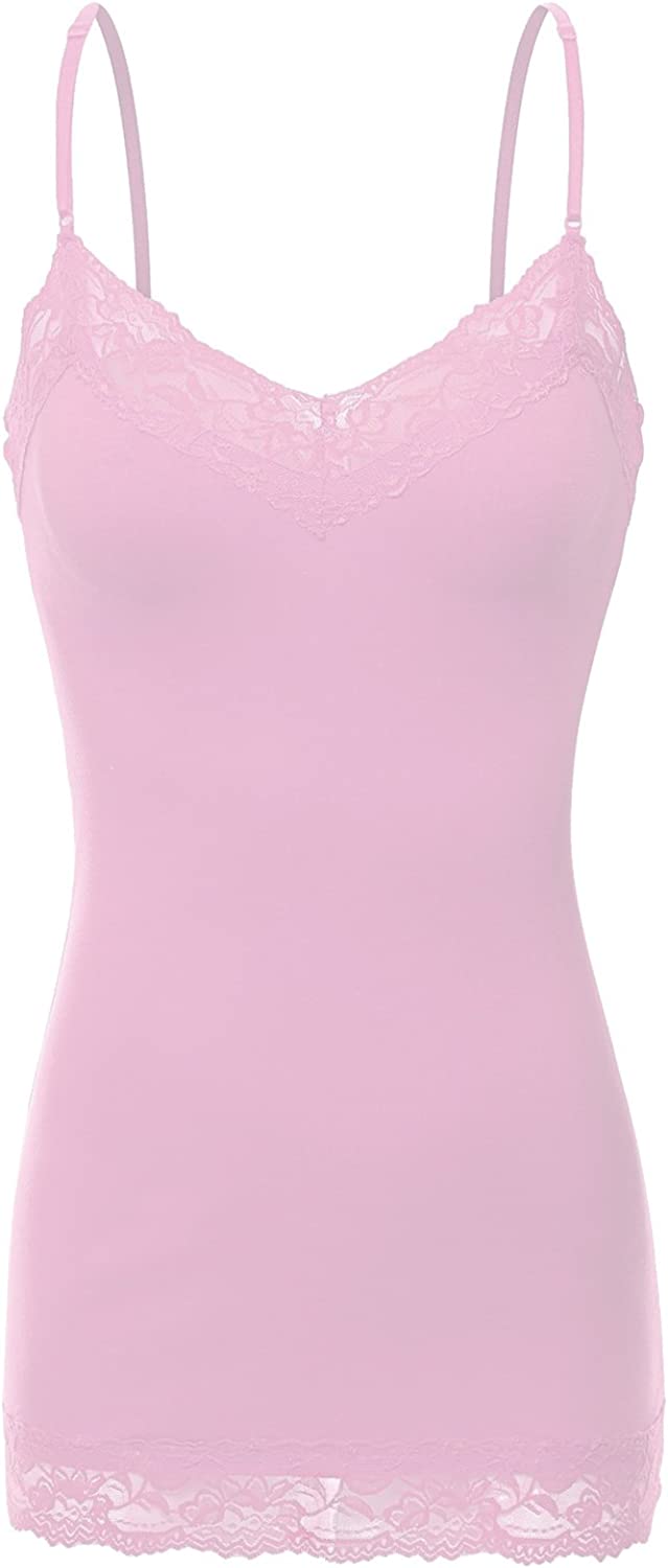 Lace Longline Tunic Cami Top in Light Rose