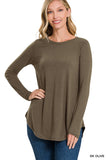 Zenana Women's Relaxed Fit Long Sleeve Round Neck & Hem Jersey Tee Shirt Top