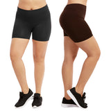 Plus Size Women's Ribbed Waistband 12" Biker Workout Running Seamless Shorts