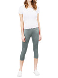 Juniors Active Stretch Capri Length Yoga Workout Leggings with Wide Wastband