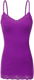 Women's and Juniors Adjustable Spaghetti Strap Lace Trim Long Cami Tank Top