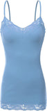 Plus Size Adjustable Spaghetti Strap Lace Trim Long Cami Tank Top