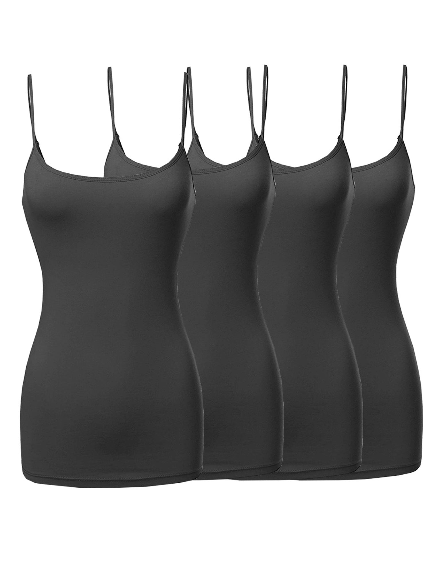 Plus Size Basic Solid Long Length Adjustable Spaghetti Strap Camisole TheLovely