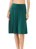 Plus Size Fold Over Banded Waist A-Line Flared Knee Length Midi Skirt