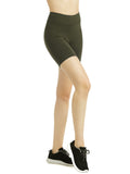 Women High Waist Workout 15" Length Running Biker Shorts with Wide Waistband (S-3XL)