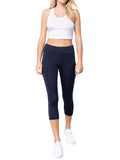 Juniors Active Stretch Capri Length Yoga Workout Leggings with Wide Wastband