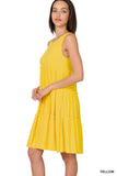 Women Sleeveless Ruffle Tiered Knee Length Swing Dress