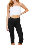Juniors Active Stretch Capri Length Yoga Workout Leggings with Wide Wastband