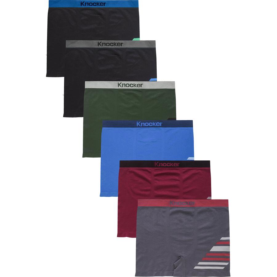 6-Pack Of Men's Seamless Stretch Boxer Briefs (Style MS007) – Assorted Colors, Size L, Microfiber Blend