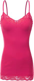 Women's and Juniors Adjustable Spaghetti Strap Lace Trim Long Cami Tank Top
