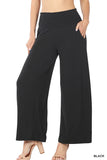 Zenana's Plus Smocked Wide Waistband Flared Bottom Casual Lounge Pants