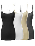 Plus Size Basic Solid Long Length Adjustable Spaghetti Strap Camisole Tank Top (XL-3XL)