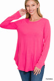 Zenana Women's Relaxed Fit Long Sleeve Round Neck & Hem Jersey Tee Shirt Top
