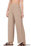 Zenana's Plus Smocked Wide Waistband Flared Bottom Casual Lounge Pants