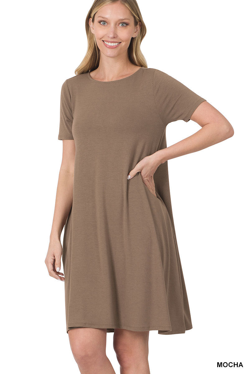 Plus Size Short Sleeve Flared T-Shirt Midi Dress with Side Pockets – TheLovely.com Plus Size Short Sleeve Flared T-Shirt Midi Dress with Side Pockets – TheLovely.com