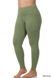 Plus Size Casual Stretch Active Wide Waistband Tight Leggings with Pockets