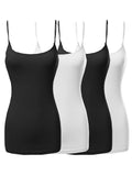 Plus Size Basic Solid Long Length Adjustable Spaghetti Strap Camisole Tank Top (XL-3XL)