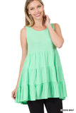 Plus Size Summer Casual Sleeveless Tiered Ruffle Tunic Peplum Tank Top