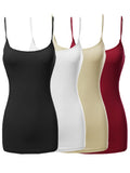 Womens & Juniors Basic Solid Long Length Adjustable Spaghetti Strap Camisole Tank Top (S-L)