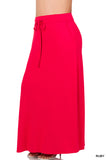 Plus Relaxed Drawstring Waist Draped Basic Maxi Skirts with Side Pockets