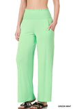 Zenana's Plus Smocked Wide Waistband Flared Bottom Casual Lounge Pants