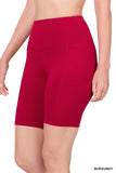 Zenana Plus Size Yoga Running Compression Exercise Exercise Biker Shorts with Side Pockets