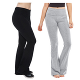 Women’s Fold-Over Waistband Flared Boot Leg Yoga Pants