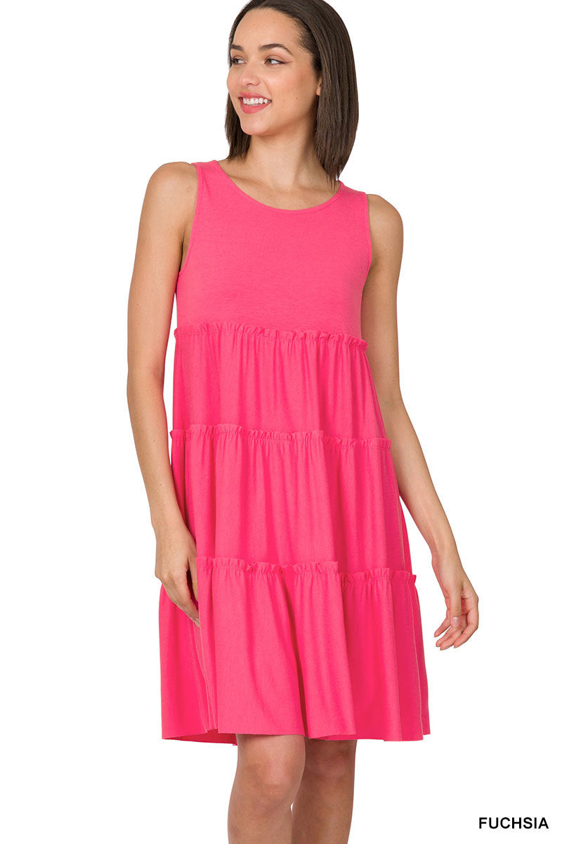 Plus Size Sleeveless Jersey Ruffle Tiered Knee Length Swing Midi Dress TheLovely.com Plus Size Sleeveless Jersey Ruffle Tiered Knee Length Swing Midi Dress TheLovely.com