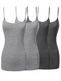 Plus Size Basic Solid Long Length Adjustable Spaghetti Strap Camisole Tank Top (XL-3XL)