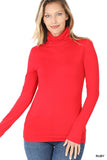 Plus Size Microfiber Mockneck Turtleneck Long Sleeve Lightweight Tee Shirt Top