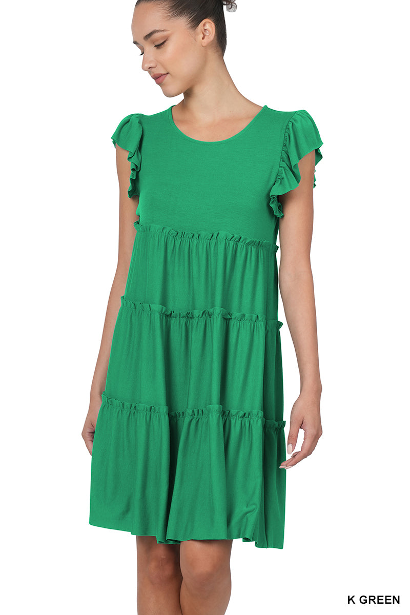 Plus Size Ruffle Sleeve Tiered A-Line Swing Summer Knee Length Midi Dr TheLovely.com Plus Size Ruffle Sleeve Tiered A-Line Swing Summer Knee Length Midi Dr TheLovely.com