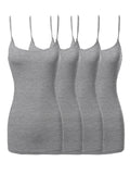 Plus Size Basic Solid Long Length Adjustable Spaghetti Strap Camisole Tank Top (XL-3XL)