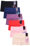 6 Pack of Sofra Women Seamless Boyshorts Classy Sexy Stretch Panty (Multi Colors and Patterns)