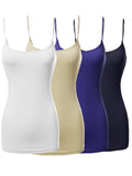 Plus Size Basic Solid Long Length Adjustable Spaghetti Strap Camisole Tank Top (XL-3XL)