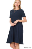 Plus Size Short Sleeve Flared T-Shirt Midi Dress with Side Pockets