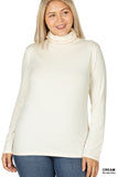 Plus Size Microfiber Mockneck Turtleneck Long Sleeve Lightweight Tee Shirt Top