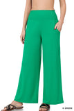 Zenana's Plus Smocked Wide Waistband Flared Bottom Casual Lounge Pants