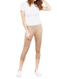 Juniors Active Stretch Capri Length Yoga Workout Leggings with Wide Wastband