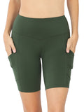 Zenana Plus Size Yoga Running Compression Exercise Exercise Biker Shorts with Side Pockets