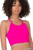 Plus Size Seamless Ribbed Knit Cropped Cami Active Fitness Workout Tank Top