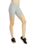 Women High Waist Workout 15" Length Running Biker Shorts with Wide Waistband (S-3XL)