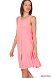 Women Sleeveless Ruffle Tiered Knee Length Swing Dress